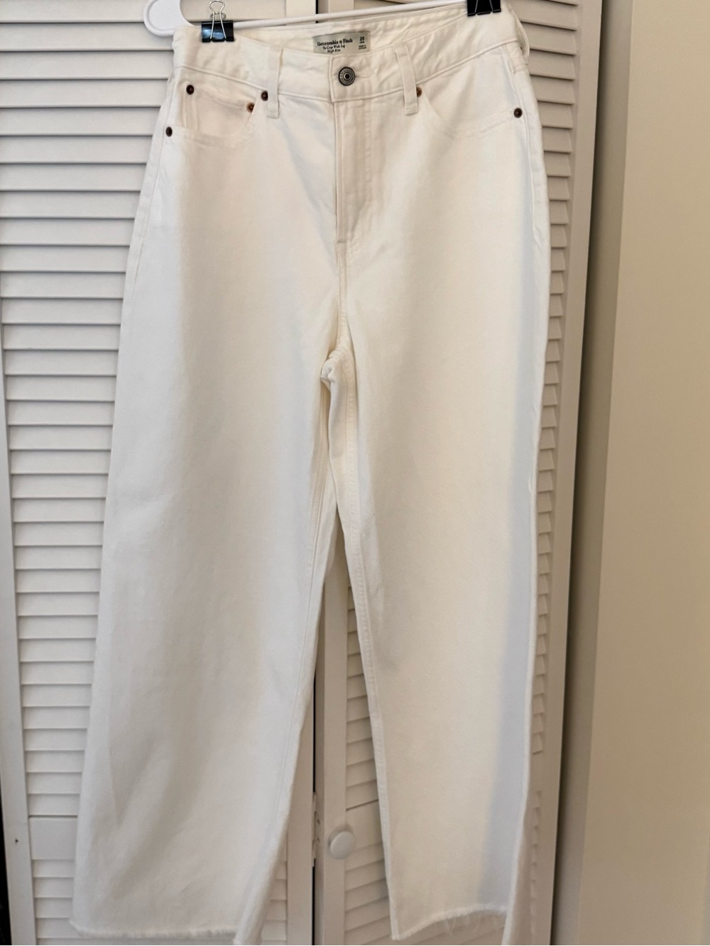 Abercrombie The Crop Wide Leg White Jeans Curve Love